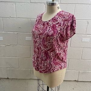 Lucky Brand pink & red paisley cross cross back top